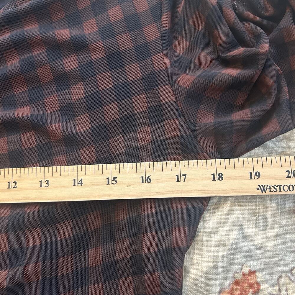 House Of Harlow Midi Skirt Blouse Outfit L Black Check Stretch Shirred 2 Piece - Picture 12 of 15
